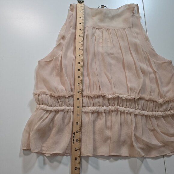 Joie Top Women M Beige V Neck Sleevless Silk Lined Babydoll Party Office Wedding - Picture 6 of 14